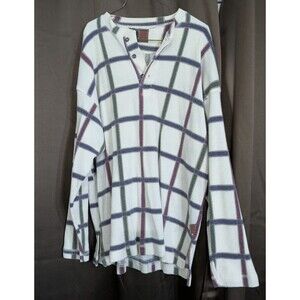 Vintage IOU Blue Purple Striped Long Sleeve Knit Pullover Sweater Buttons Size L